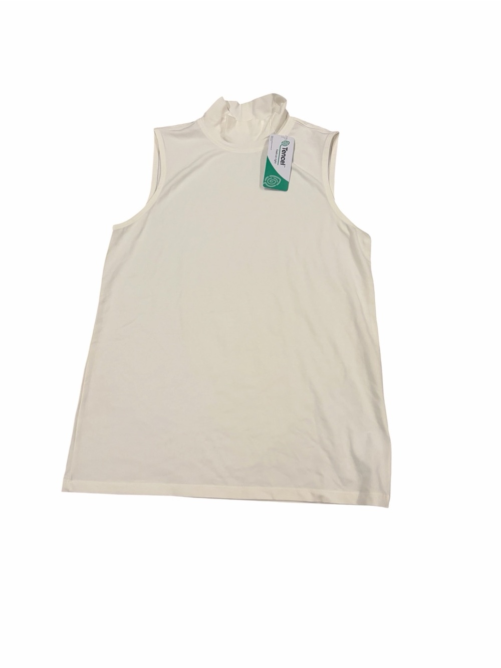 Lands' End Sleeveless Mock Neck Tank Top - Cream